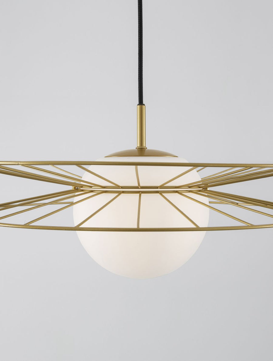 Suspension Ellery dorée, verre