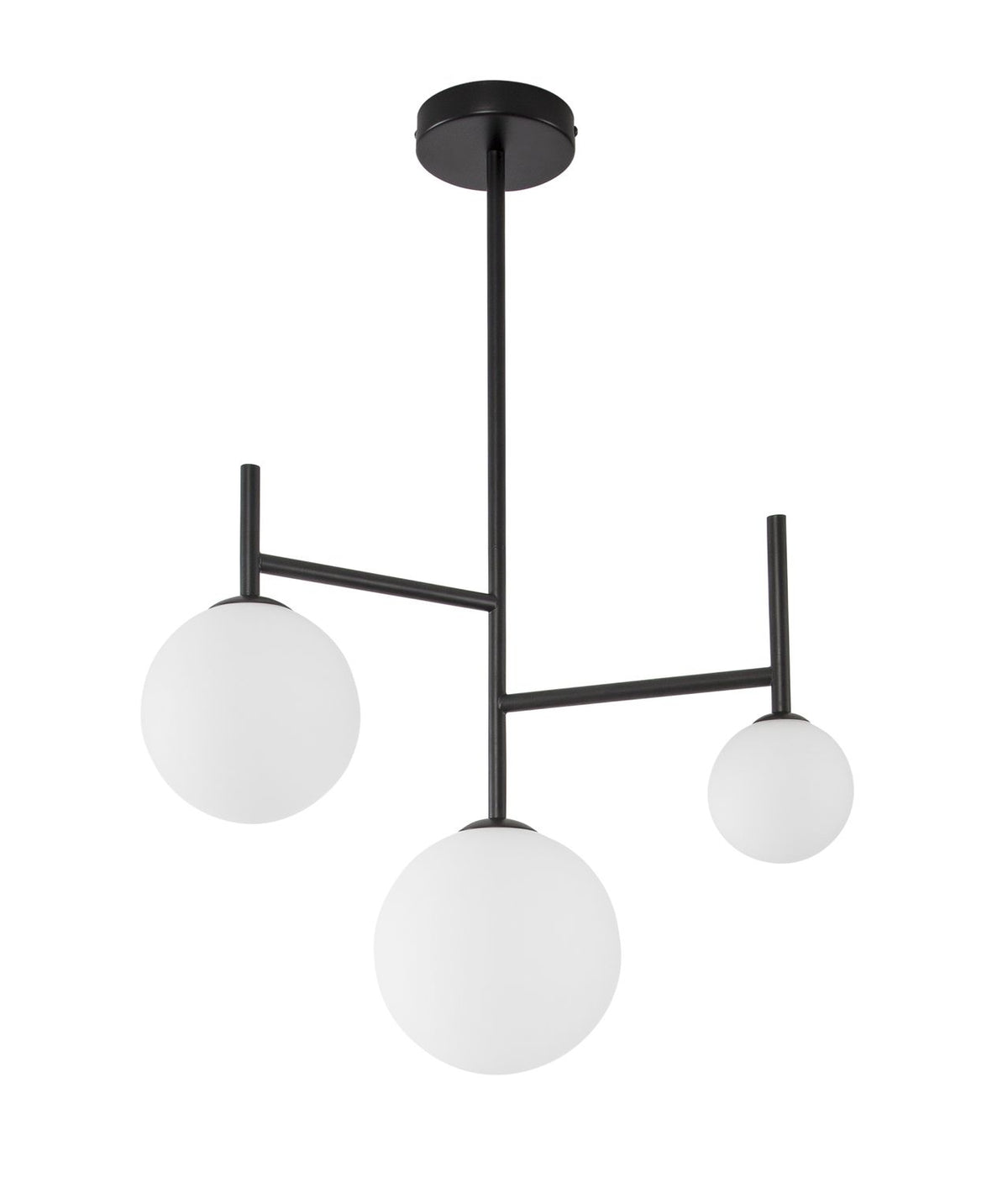 Suspension Licato 3 lumières noire, verre