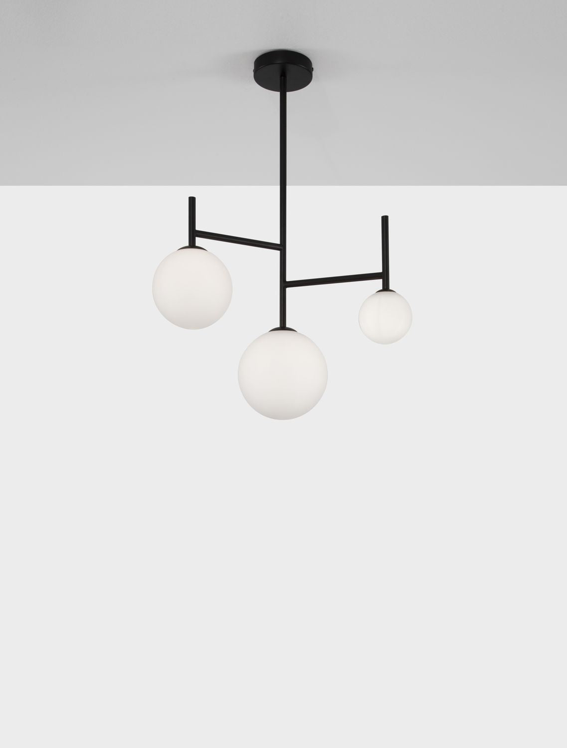 Suspension Licato 3 lumières noire, verre