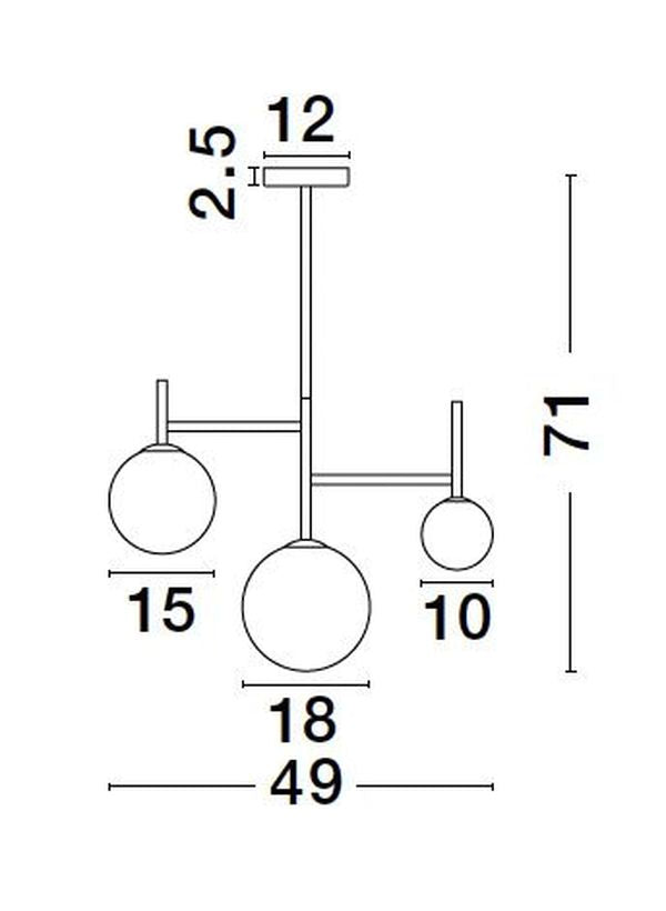 Suspension Licato 3 lumières noire, verre