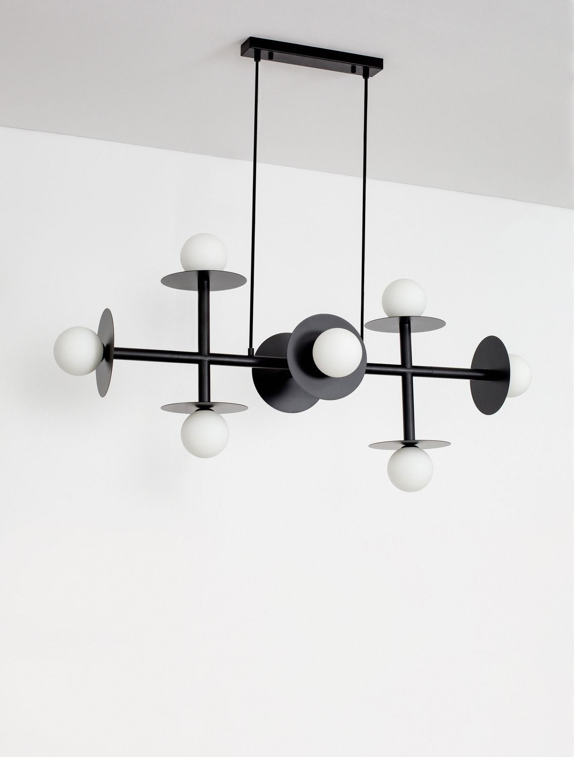 Suspension Pielo 8 lumières noire, verre