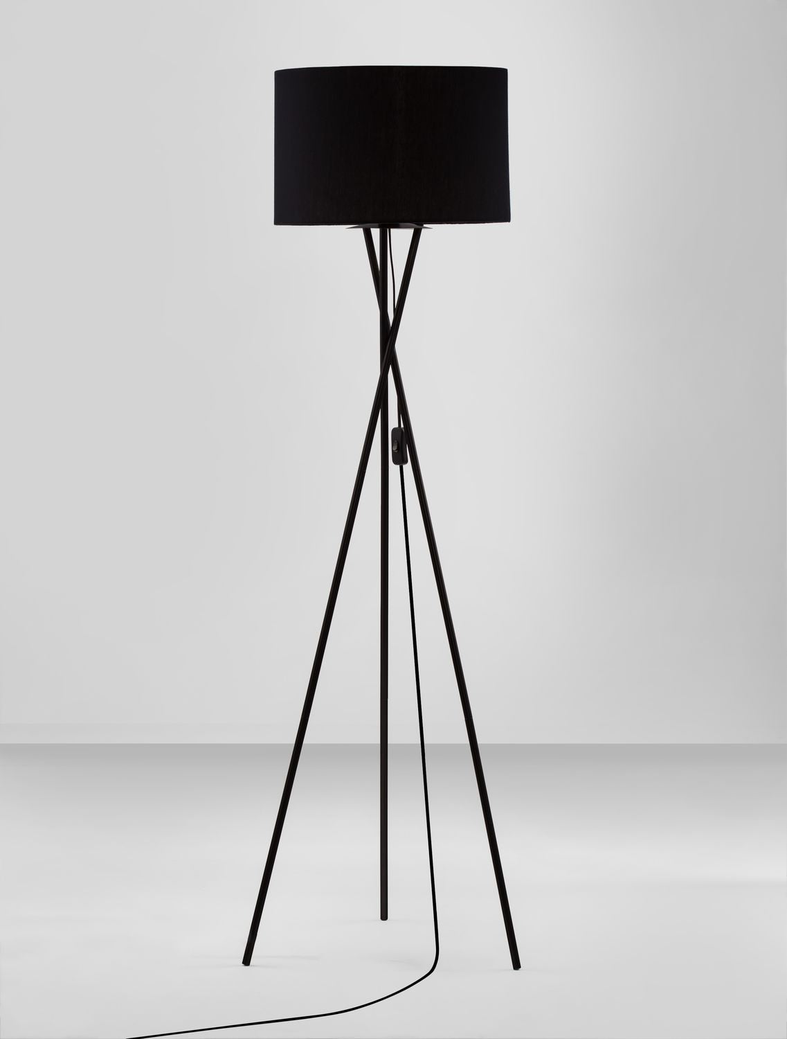 Lampadaire Retro noir, tissu
