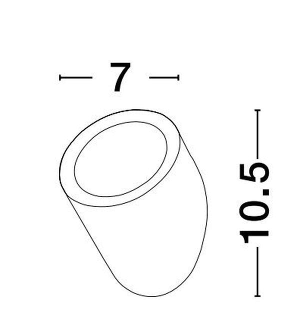 Schéma technique avec cotes : largeur 7 cm et hauteur 10,5 cm.