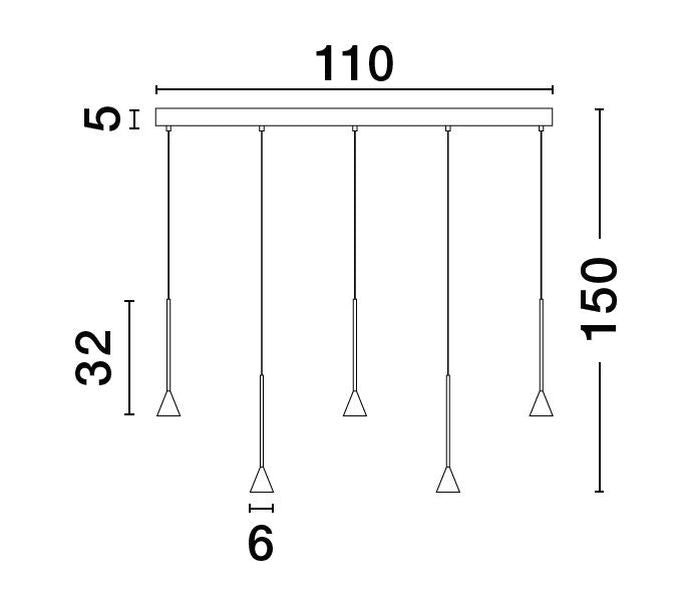 Schéma coté indiquant 110 cm de large et 150 cm de hauteur totale