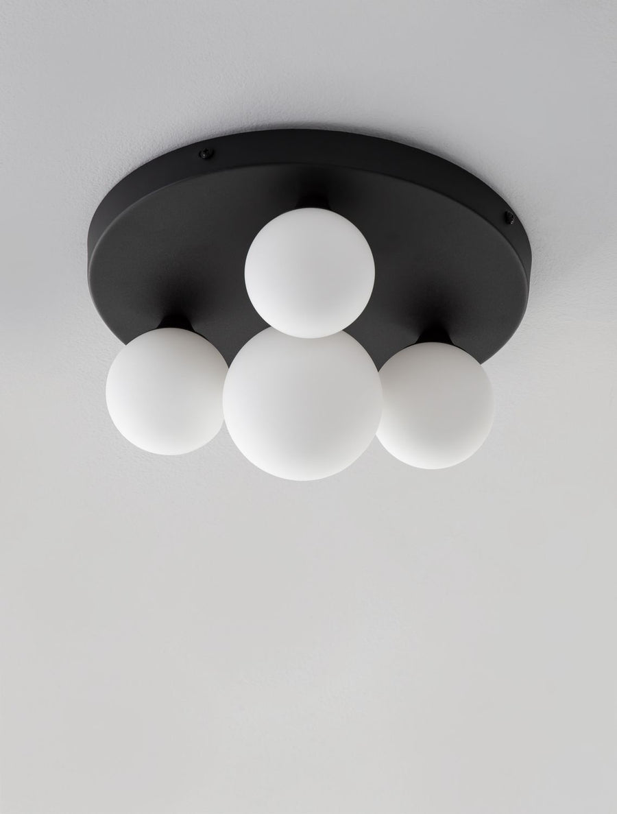 Plafonnier Edem 4 lumières noir, verre