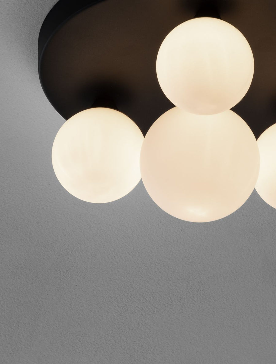 Plafonnier Edem 4 lumières noir, verre