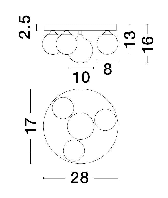 Plafonnier Edem 4 lumières noir, verre