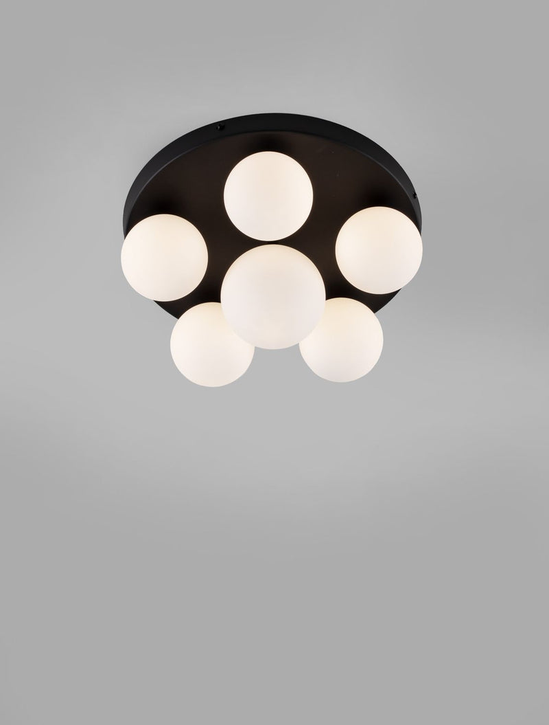 Plafonnier Edem 6 lumières noir, verre