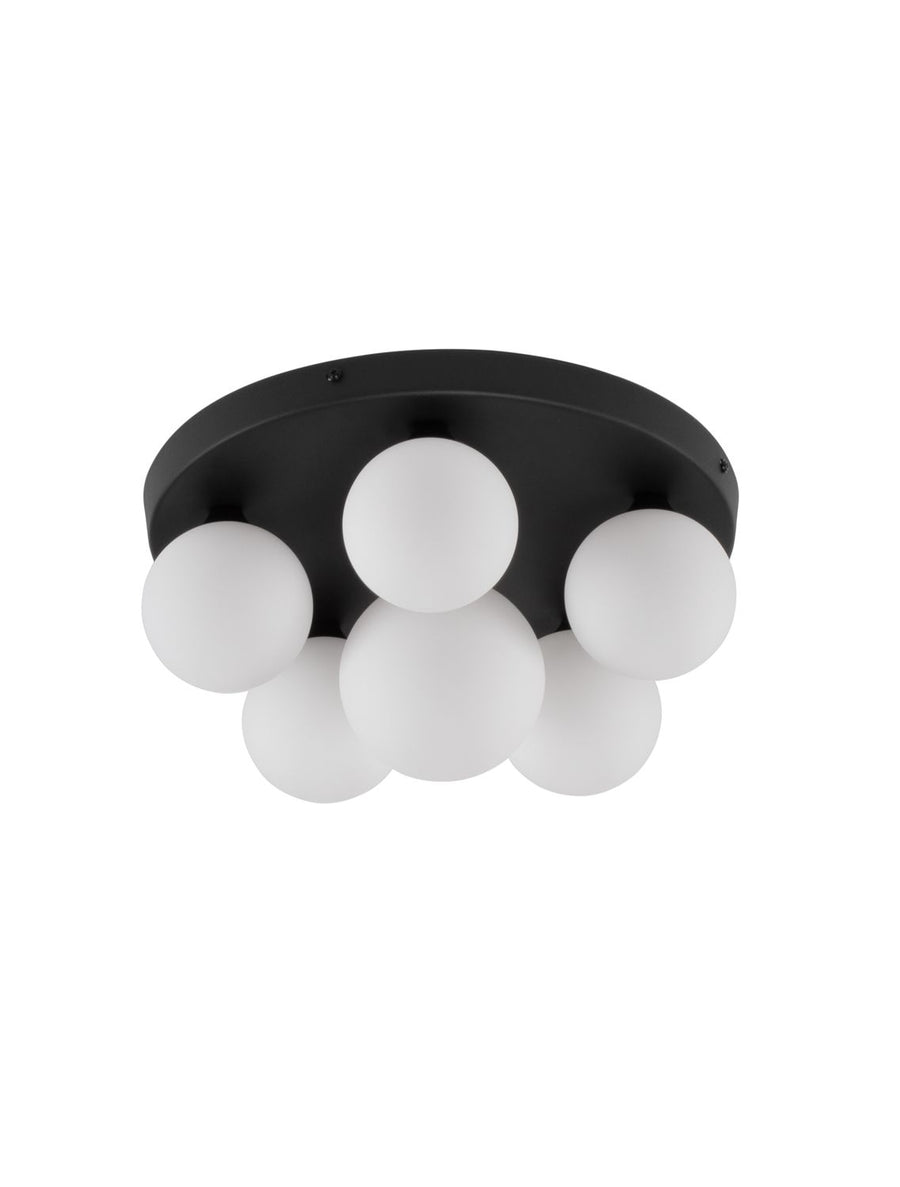 Plafonnier Edem 6 lumières noir, verre