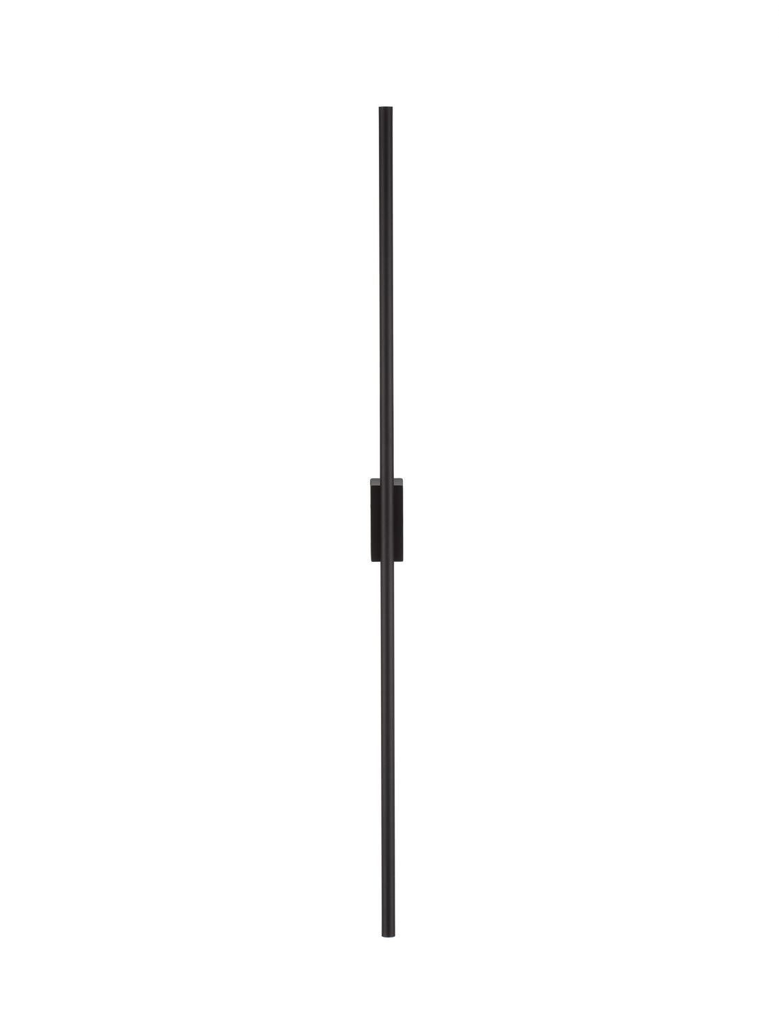 Vue de face du luminaire seul sur fond blanc, long tube noir fin