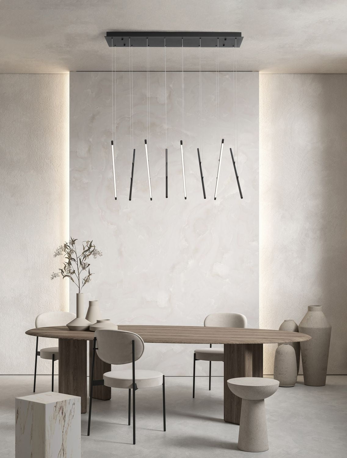 Suspension Elettra noire, H 120 cm