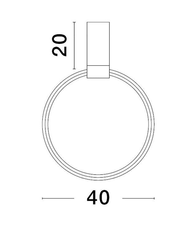Schéma de dimensions indiquant un diamètre de 40 cm et une hauteur de 20 cm