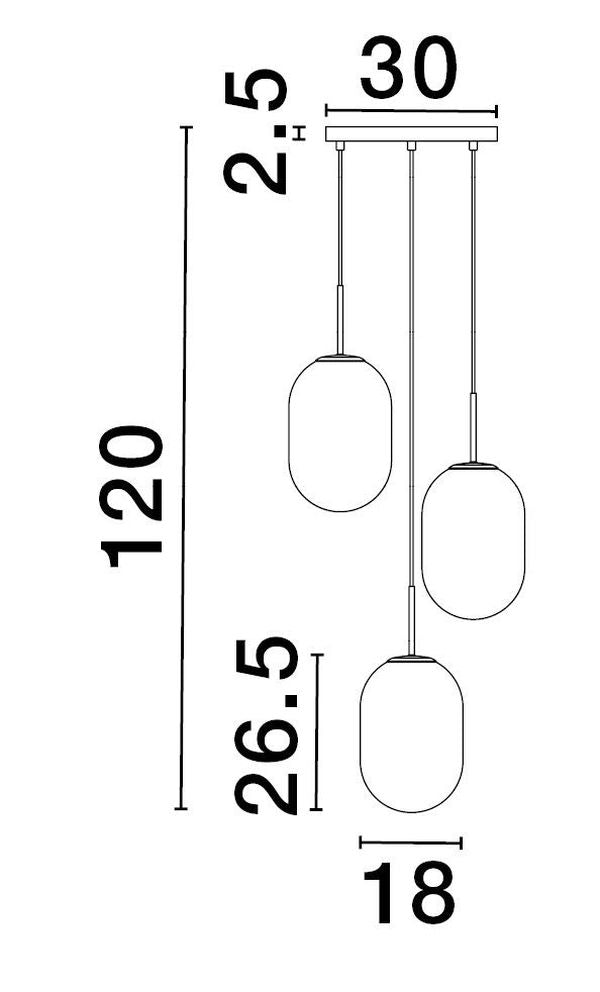 Suspension Chrysi 3 lumières dorée, verre