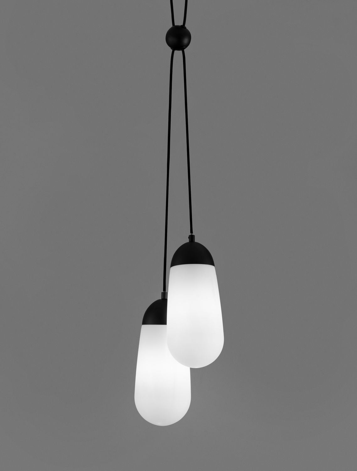 Suspension Blaky 2 lumières noire, verre