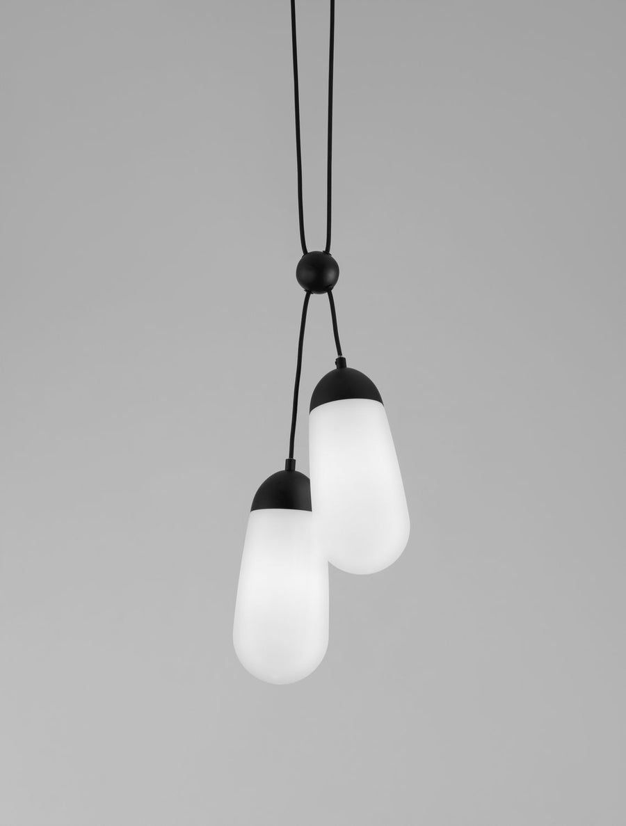 Suspension Blaky 2 lumières noire, verre