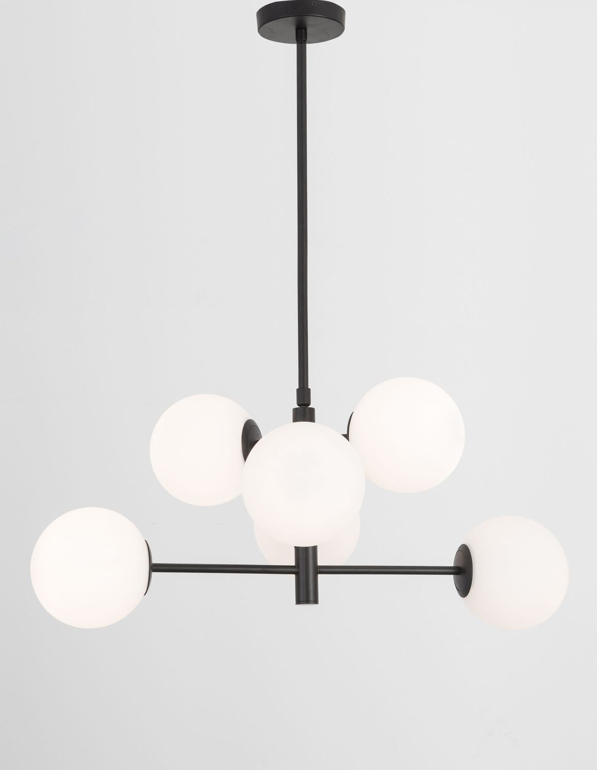 Suspension Impero 6 lumières noire, verre