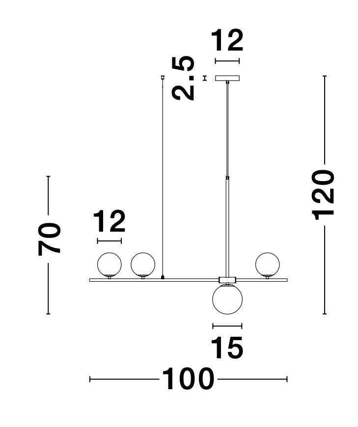 Suspension Impero 4 lumières noire, verre
