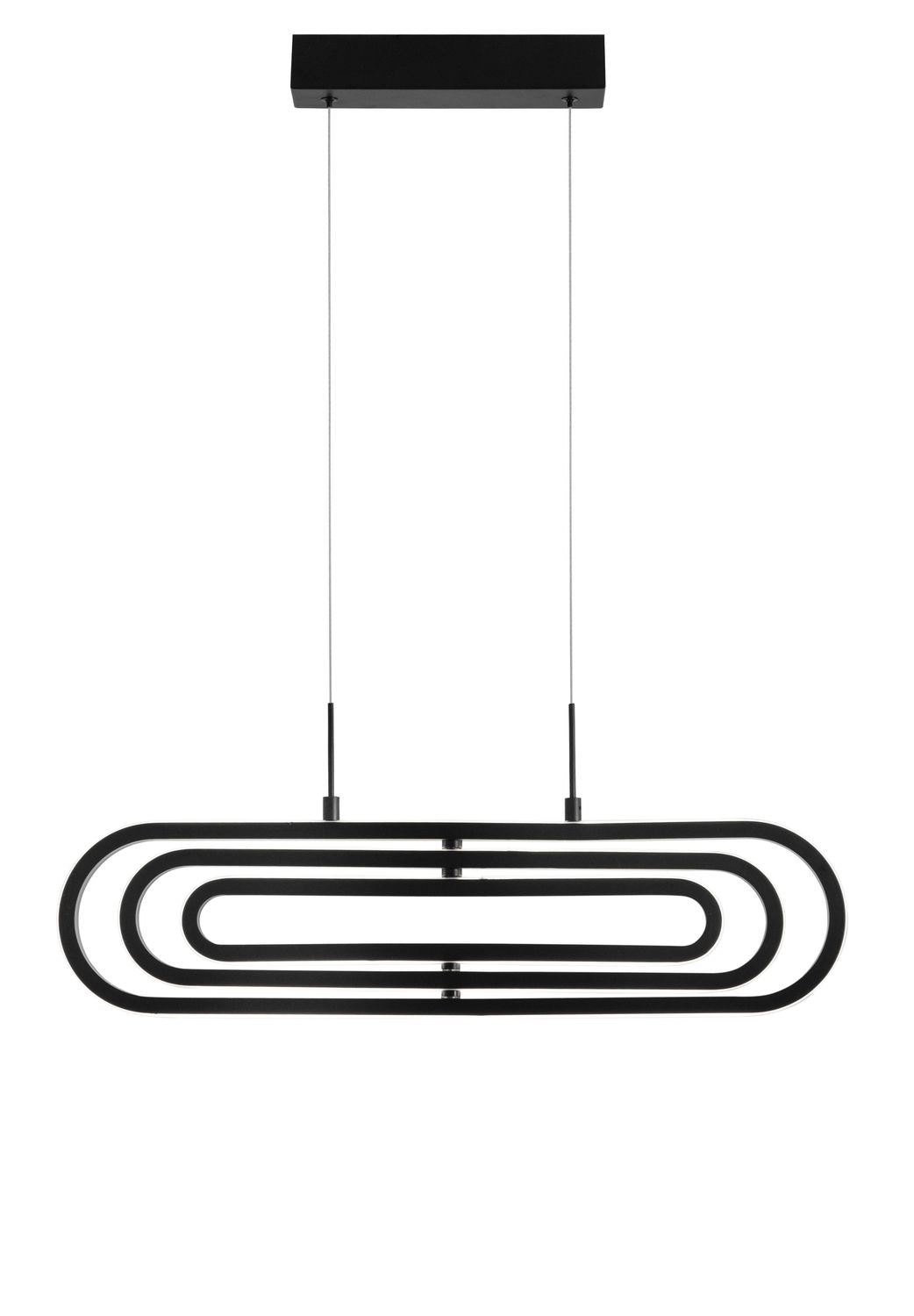 Vue de face de la suspension aux anneaux ovales concentriques noirs