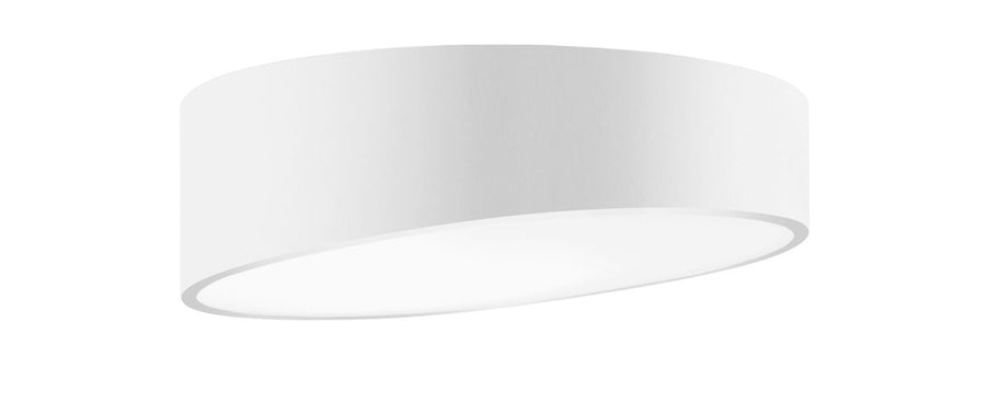 Vue rapprochée du diffuseur cylindrique blanc et de sa forme basse
