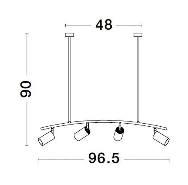 Suspension Pogno 4 lumières noire, L 96,5 cm