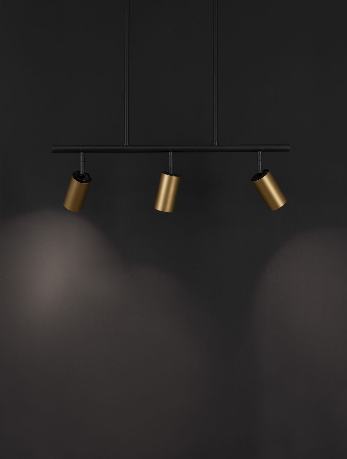 Suspension Pogno 3 lumières noire, H 87,5 cm