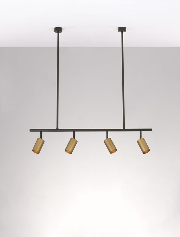 Suspension Pogno 4 lumières noire, L 96 cm