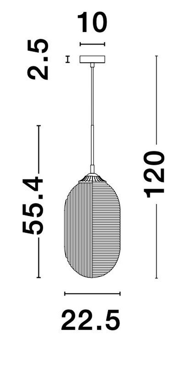 Schéma technique avec cotes de la suspension et du verre.