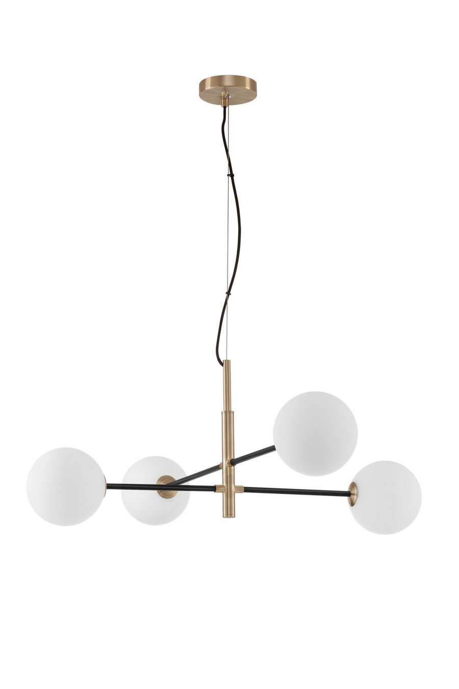 Suspension Vitra 4 lumières dorée, verre