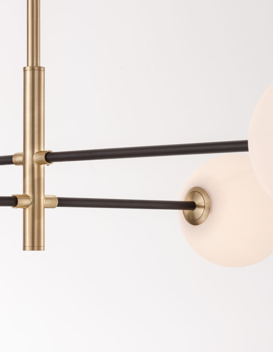 Suspension Vitra 4 lumières dorée, verre