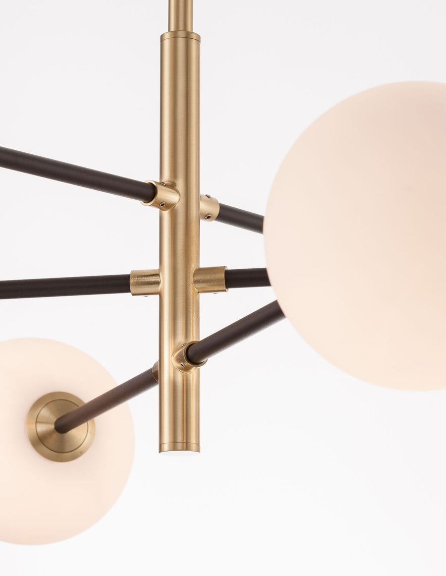 Suspension Vitra 6 lumières dorée, verre