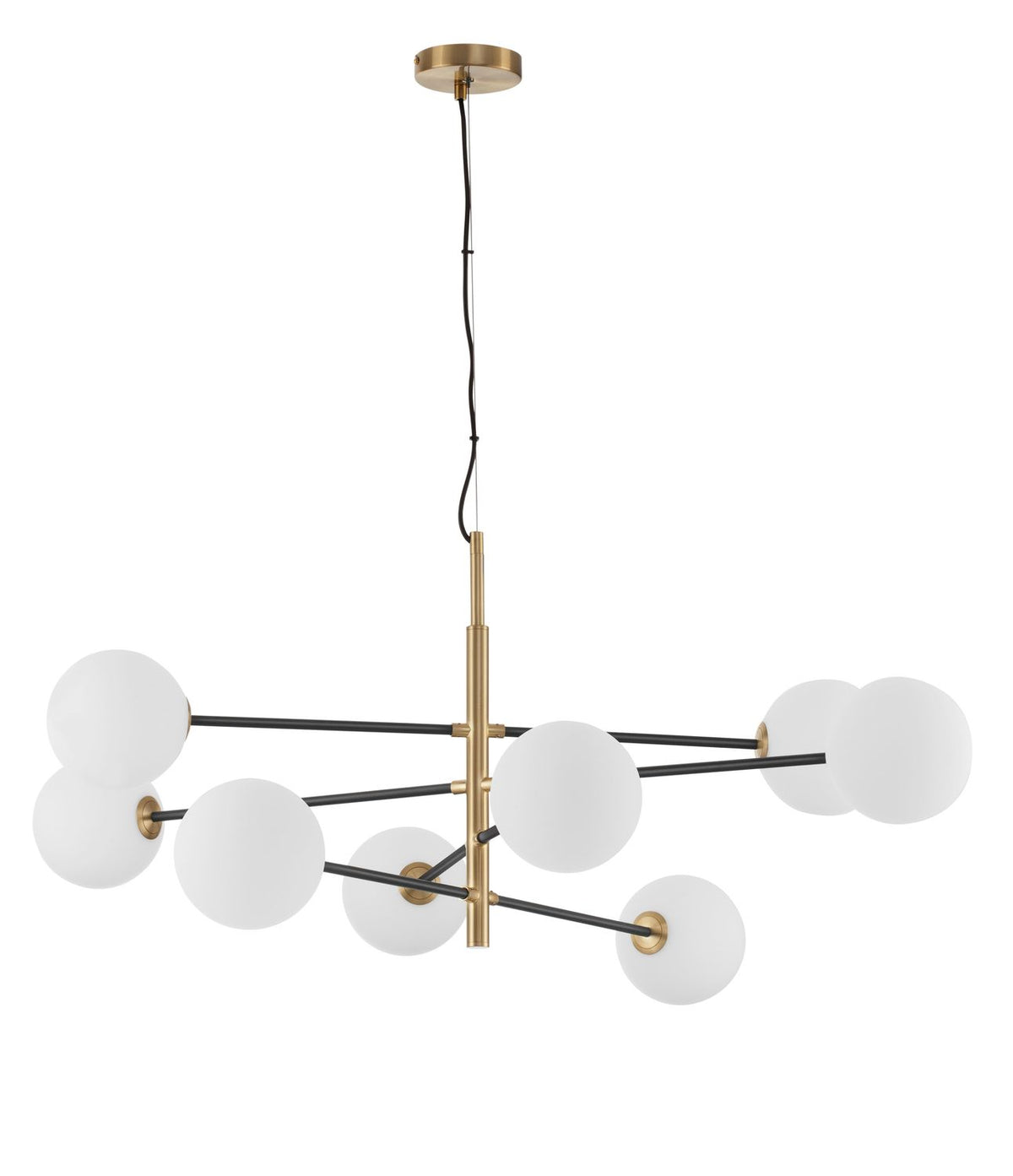Suspension Vitra 8 lumières dorée, verre