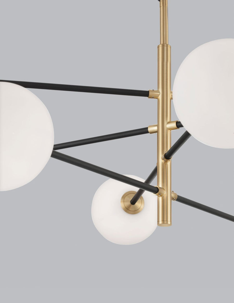 Suspension Vitra 8 lumières dorée, verre