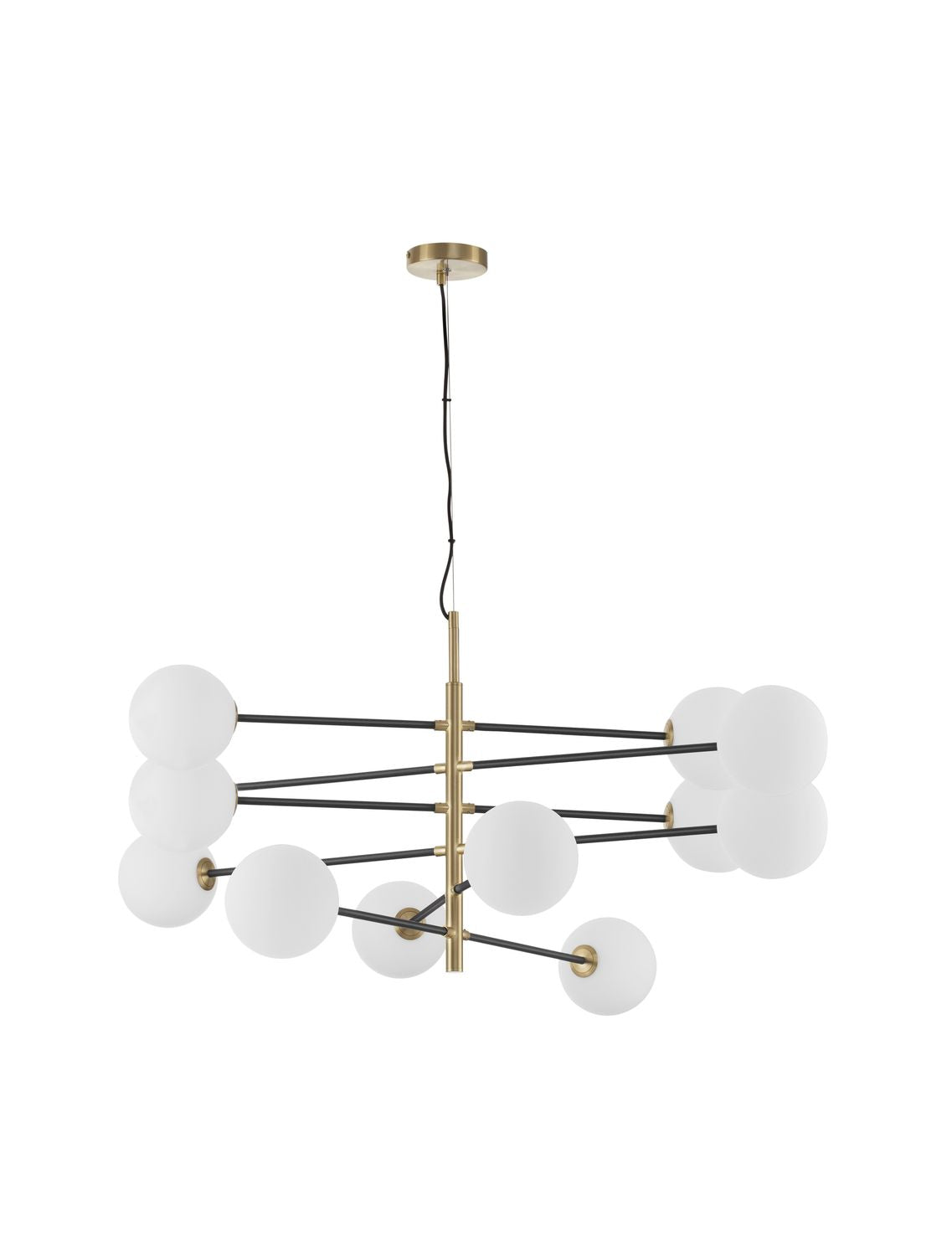 Suspension Vitra 12 lumières dorée, verre