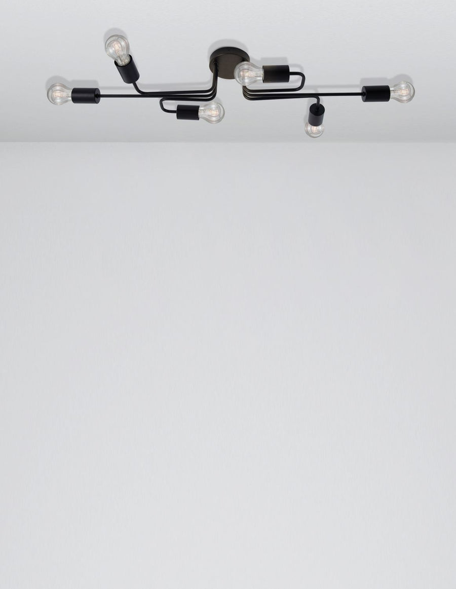 Plafonnier Granso 6 lumières noir
