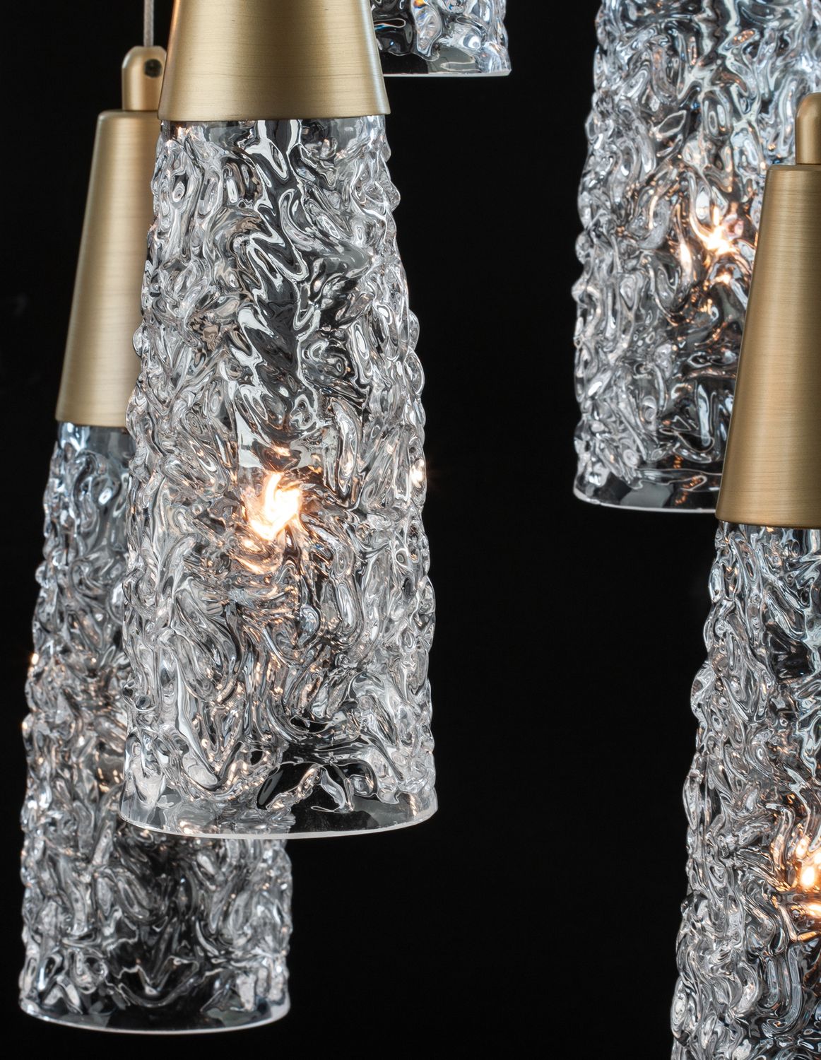 Suspension Kovac 5 lumières dorée, verre (9160196)