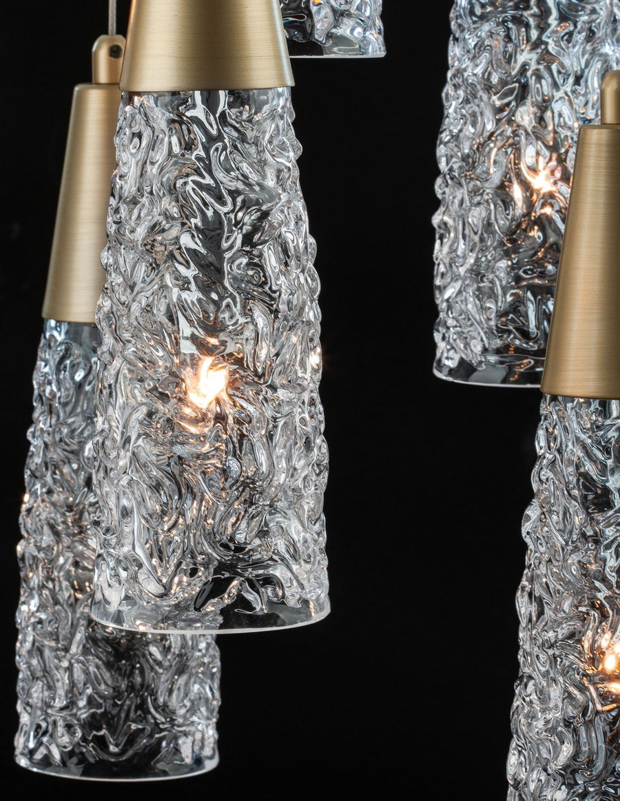 Suspension Kovac 5 lumières dorée, verre (9160196)