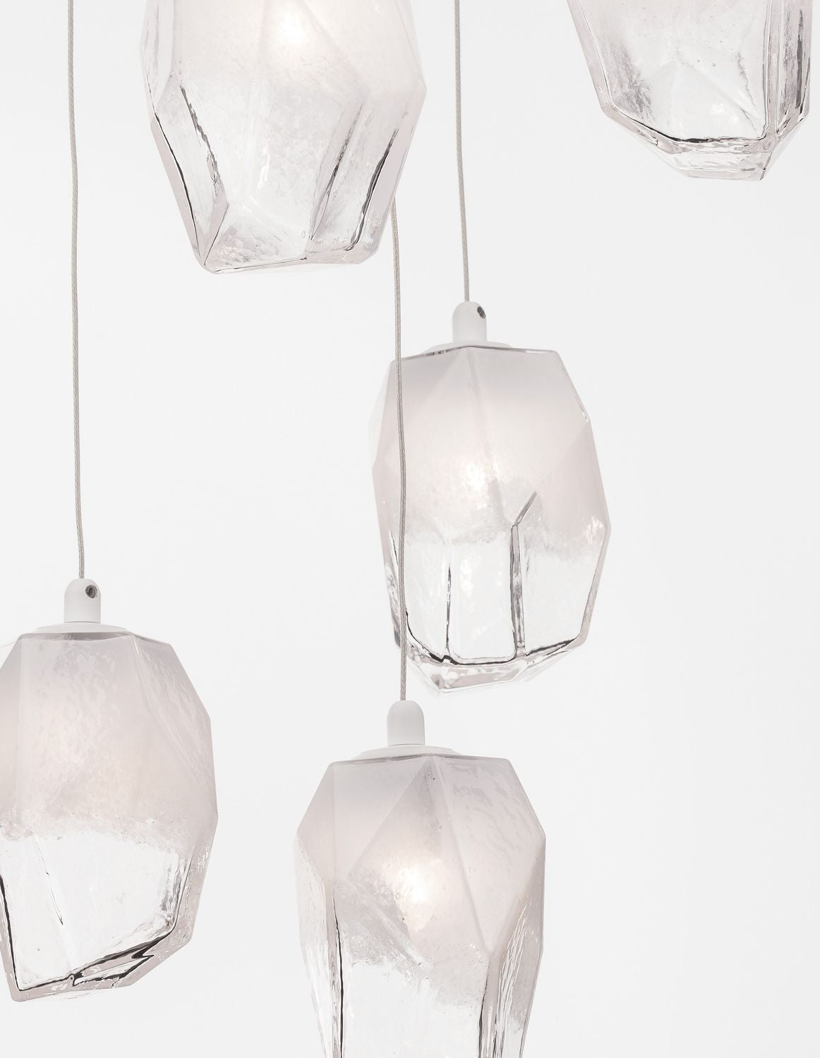 Suspension ICE 5 lumières blanche, verre (9160235)