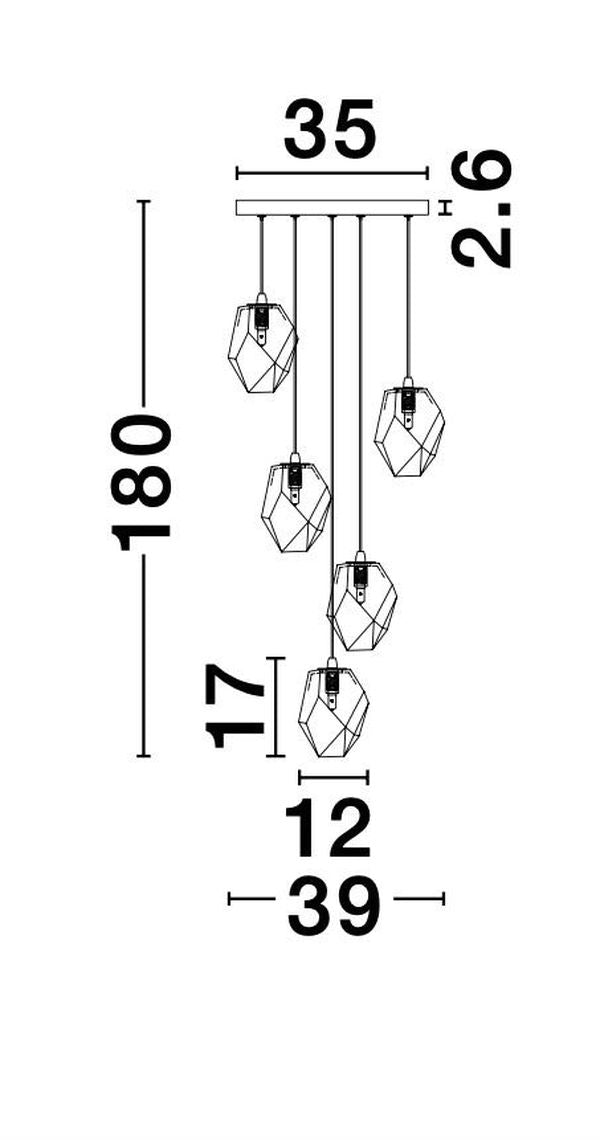 Suspension ICE 5 lumières blanche, verre (9160235)