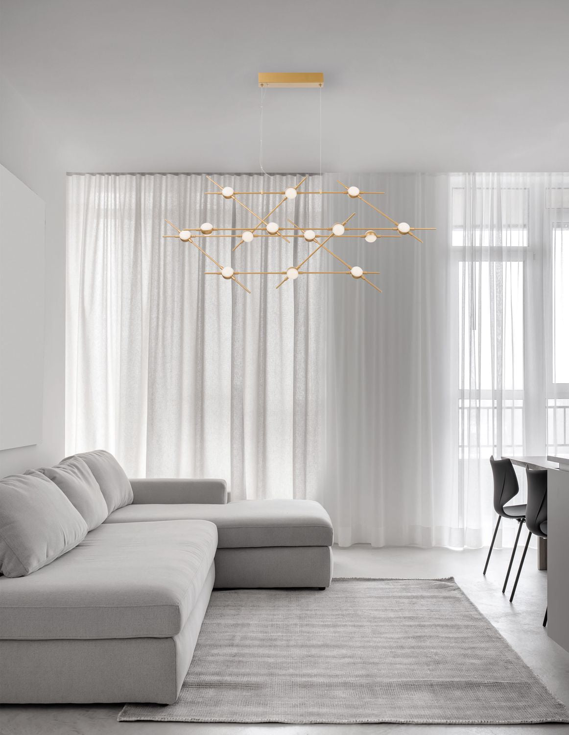 Suspension Atomo dorée, H 120 cm