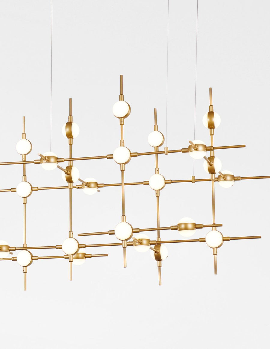 Suspension Atomo dorée, H 150 cm