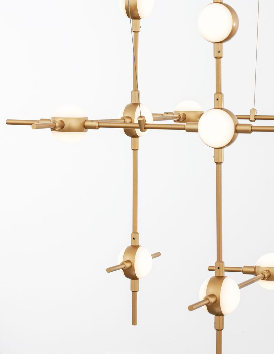 Suspension Atomo dorée, H 150 cm