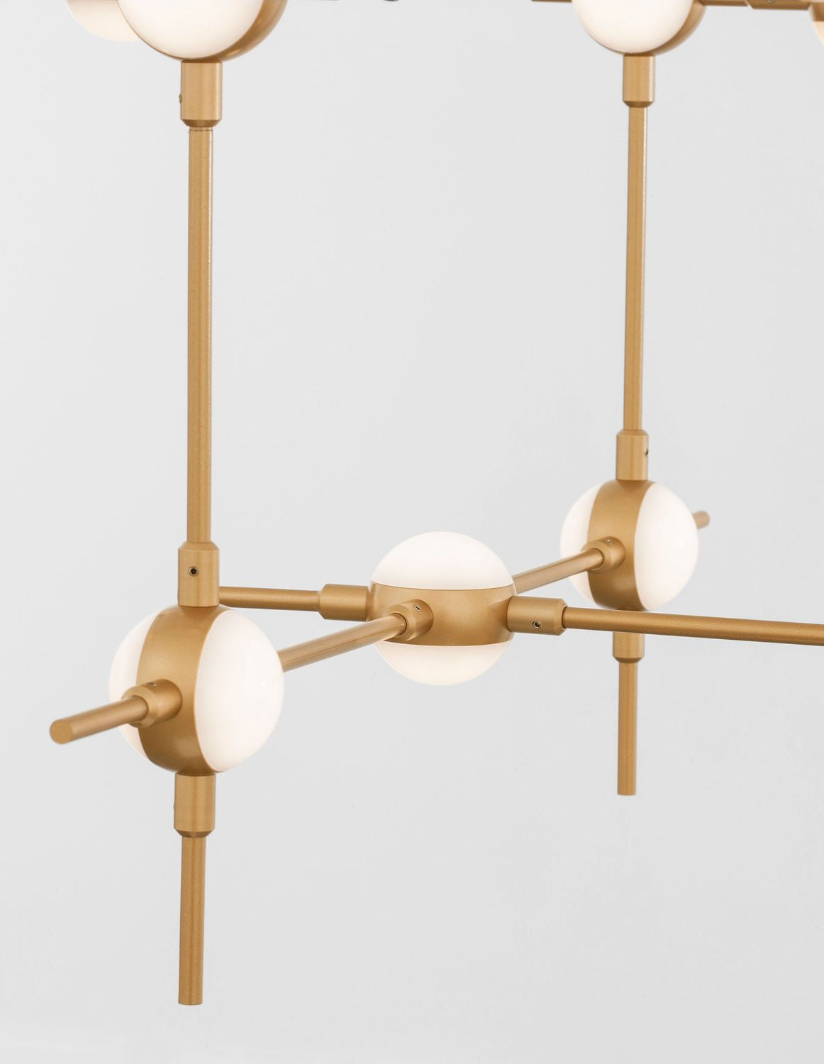 Suspension Atomo dorée, H 150 cm