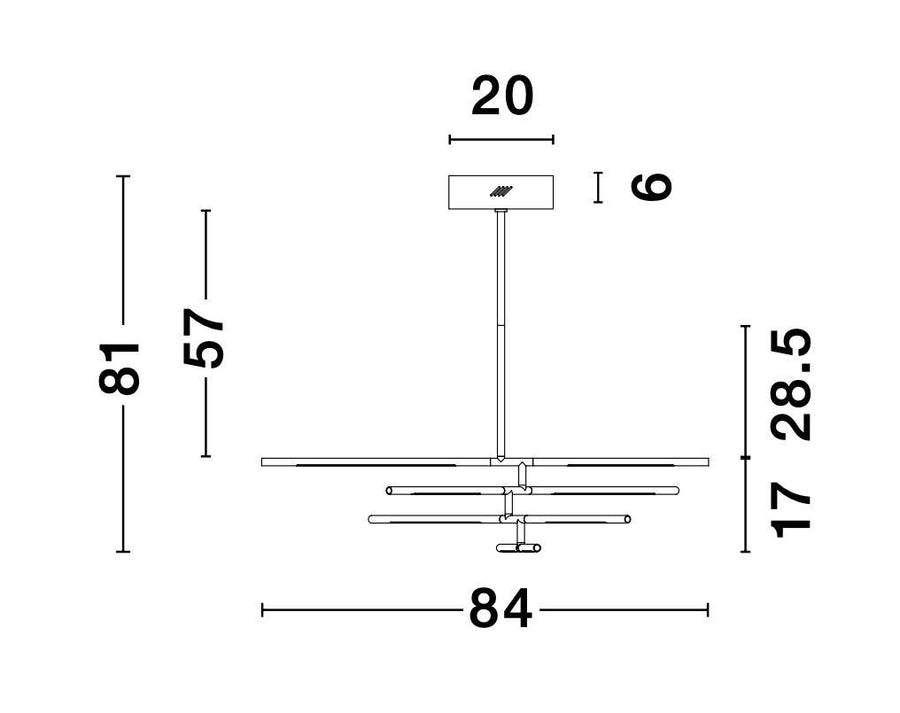 Suspension Raccio laiton, L 84 cm