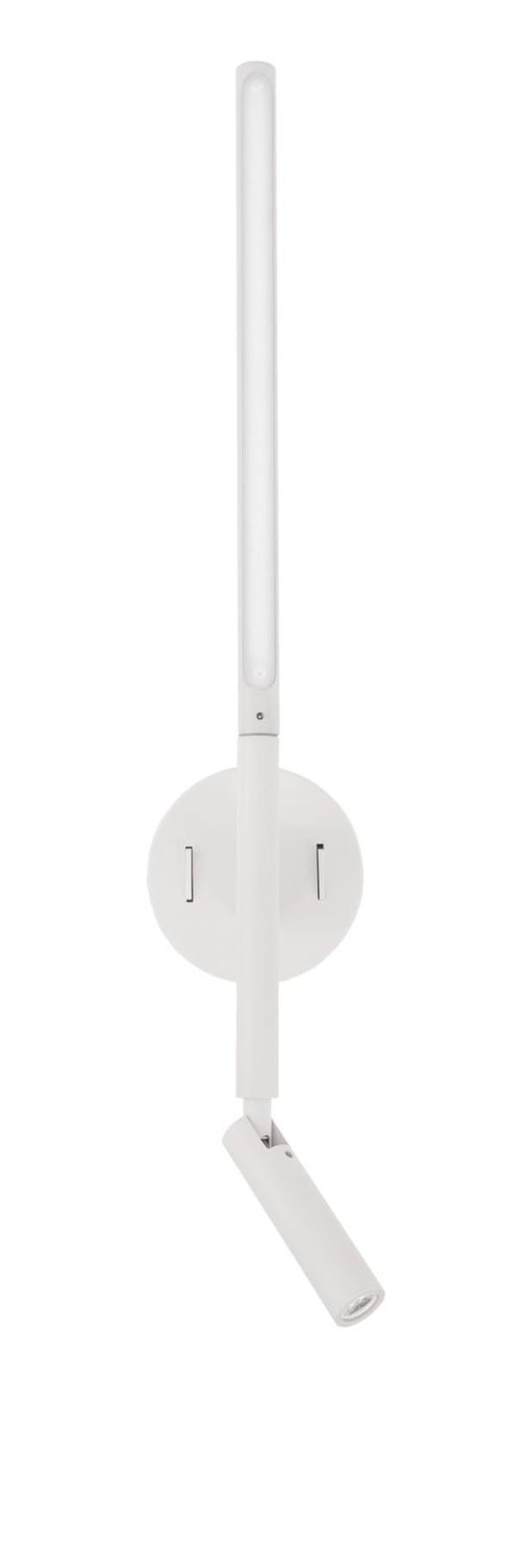 Profil de l'applique blanche avec projecteur orientable dirigé vers le bas.