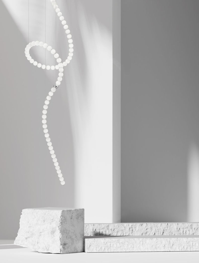 Suspension Perla chromée, verre, H 400 cm