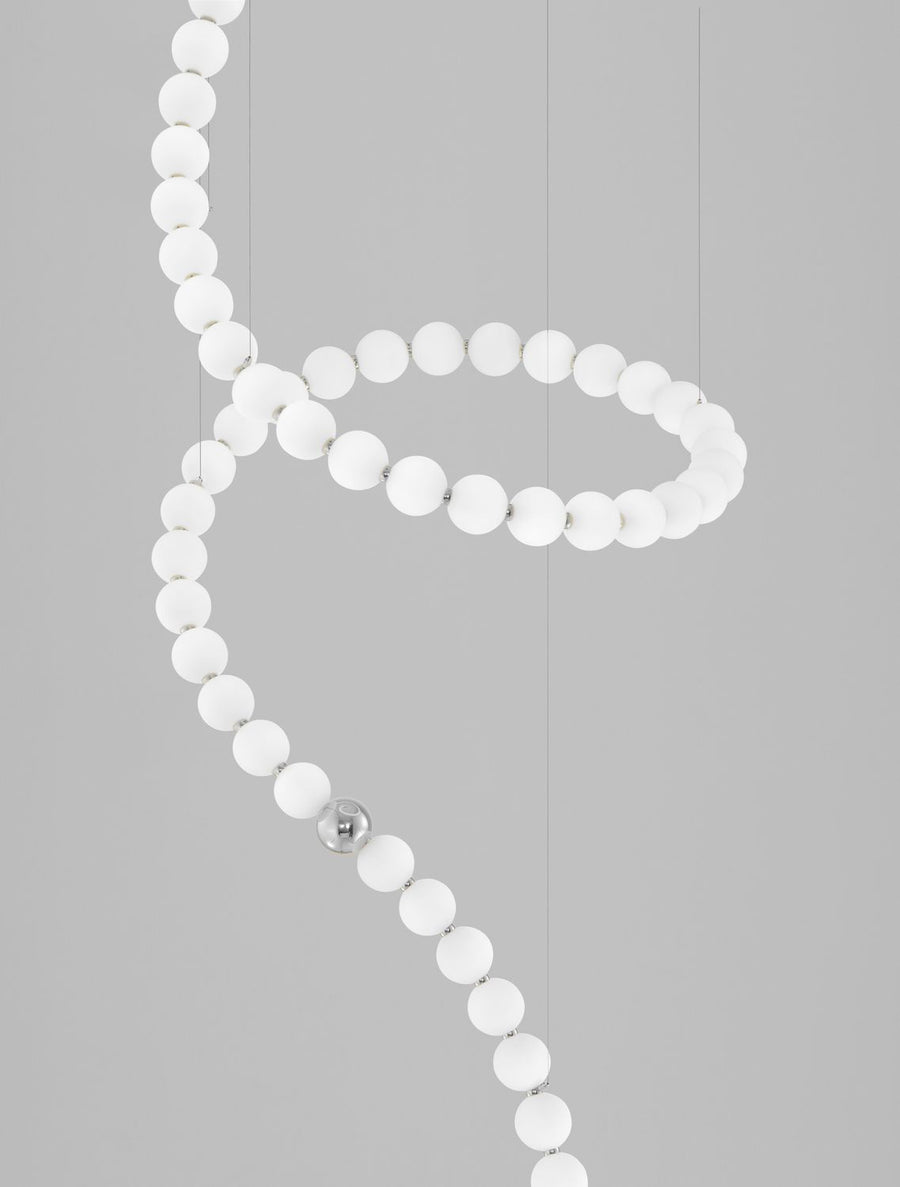 Suspension Perla chromée, verre, H 400 cm