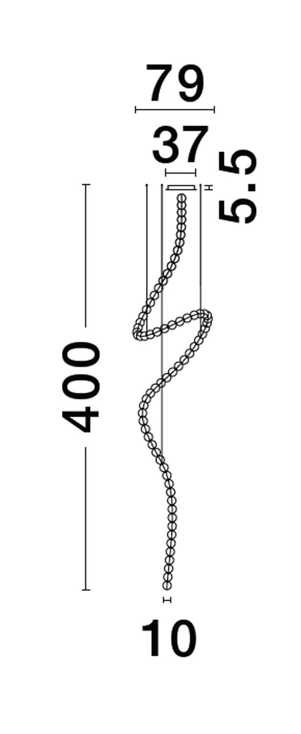 Suspension Perla chromée, verre, H 400 cm