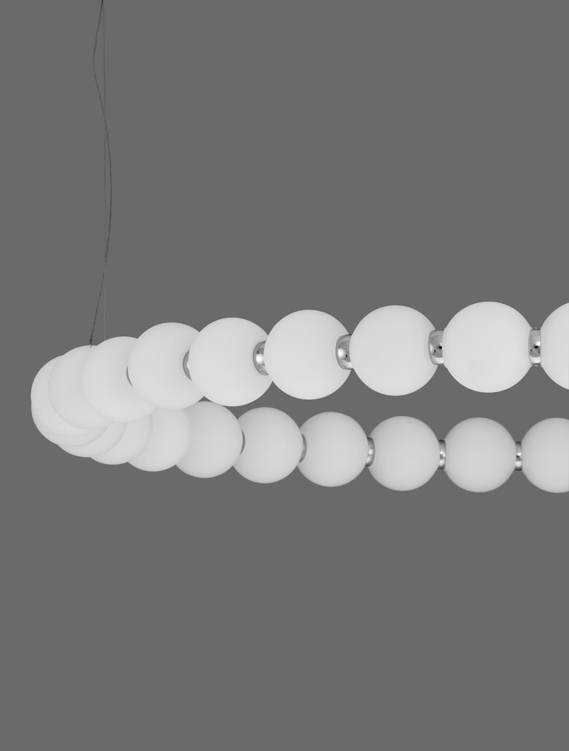 Suspension Perla chromée, verre, H 200 cm (9186916)
