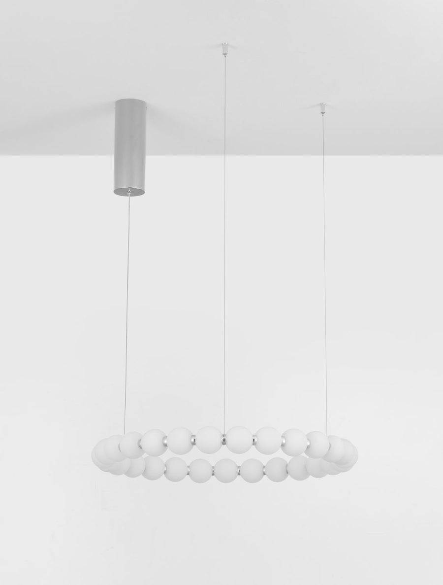 Suspension Perla chromée, verre, H 200 cm (9186916)