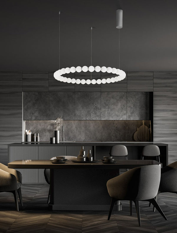 Suspension Perla chromée, verre, H 200 cm (9186917)